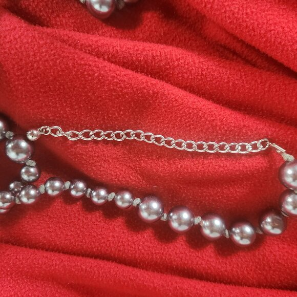 Chicos Chunky Grey Silver Tone Metal Graduated Bead Link Long 64"-68.5" Necklace - Picture 13 of 16